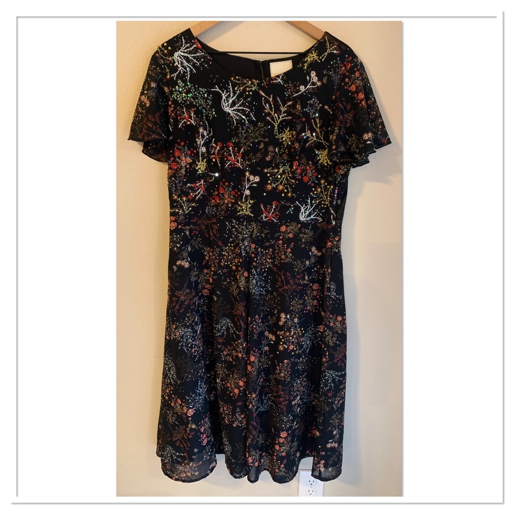 ModCloth Embellished To Perfection Sequin A Line Midi Dress Black Red Size XL - Picture 2 of 12